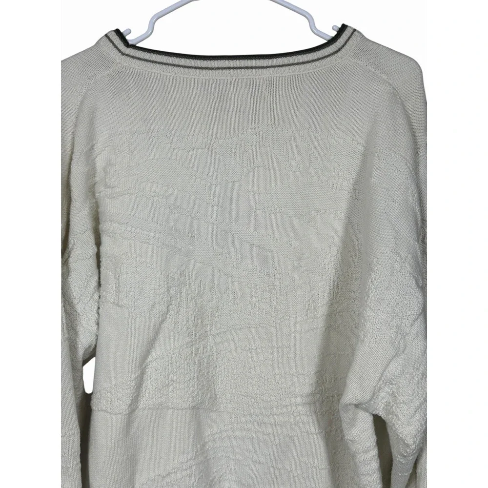 Fieldmaster USA Eagle‎ Sweater XL Cream Textured Knit Bald Eagle Cabin Cottage